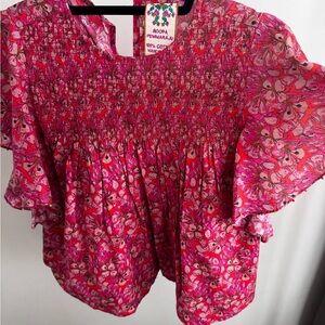 ANTHROPOLOGIE Pink Floral Women's Top
